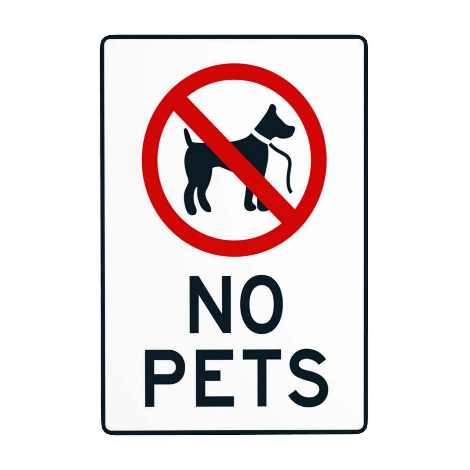 Retro Metal Tin Sign, General No Pets Allowed Rule Sign, Public Place Prohibition Vintage Wall Decor, 8x12 Inch