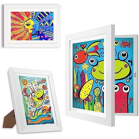 Kids Art Frames, 8.5x11 Front Opening Changeable Kids Artwork Frames, Horizontal and Vertical Art Display For Kids Artwork, 3D Picture, Crafts, Schoolwork, Hanging Art, Portfolio - Holds 150 Pcs Cover