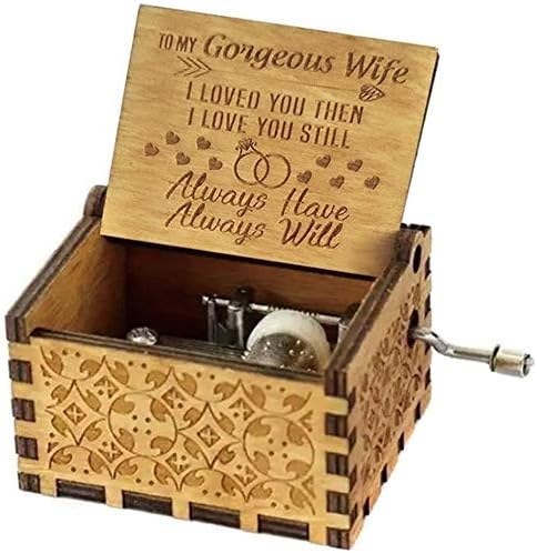 - EITHEO Wooden Antique Carved Hand Crank Multicolor Gorgeous Wife Theme Music Box, Child