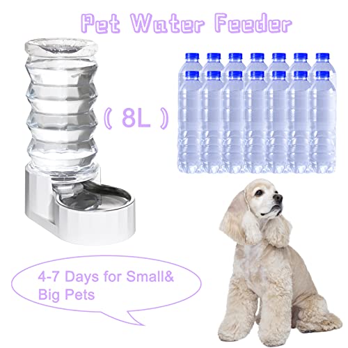 Rizzari Automatic Pet Waterer,100% Bpa-Free, 8L Gravity Stainless Steel Water Dispenser,Large Capacity Water Feeder For Cats And Small And Medium-Sized Dogs (White,Large) #TOP4