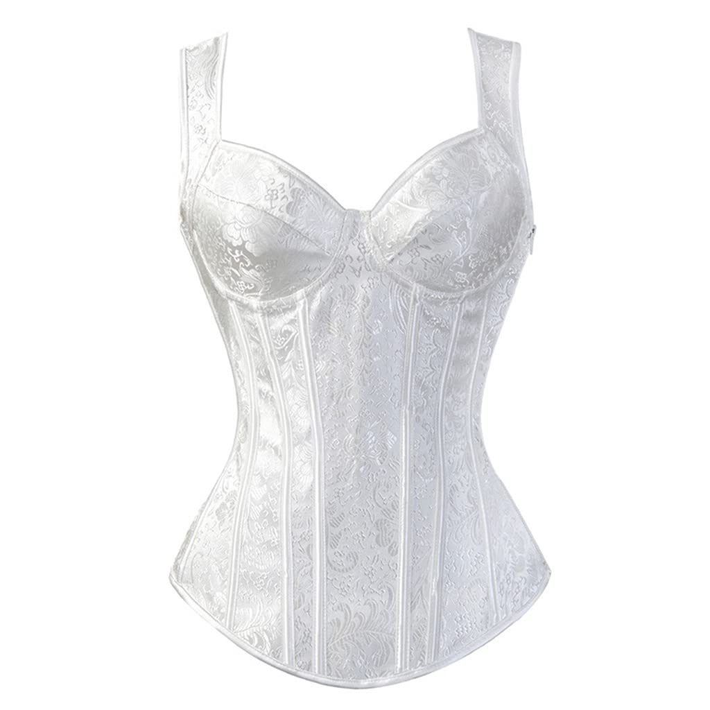 Overbust Corsetto Longline Shapewear Donne Pizzo Bustier Top Disossato Overbust Vita Trainer Broccato Floreale Disossato Vita Trainer