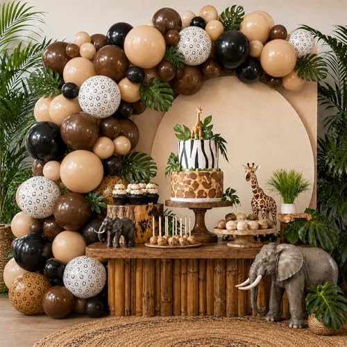 Image of Cheetah Print Balloons, 50 Pcs 12 Inch Black Brown Balloons