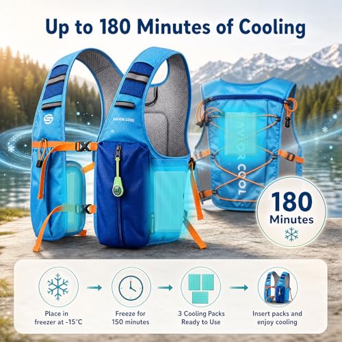 SAVIOR COOL Cooling Vest for Men Women，Hydration Vest for Running Hiking (Blue) — view 2