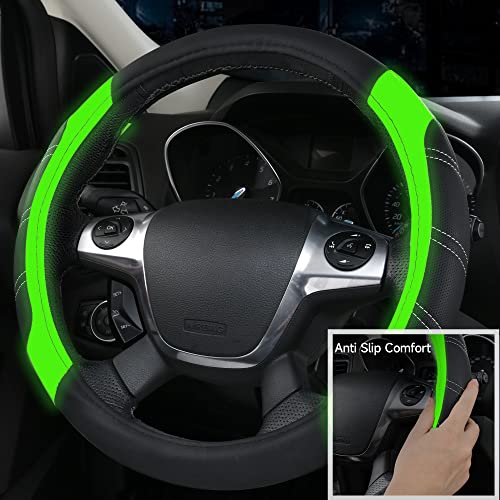 image for CAR PASS Leather Steering Wheel Cover and Waterproof Car Floor Mats,Mi