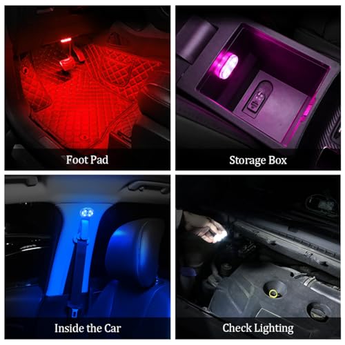 2 Stück Auto Led-Leuchten mit Fernbedienung, 7 Farben Auto-LED-Innenbeleuchtung, Umgebungsbeleuchtung im Autoinnenraum, Wiederaufladbares Auto-Innenleselicht, led-leuchten fürs Auto