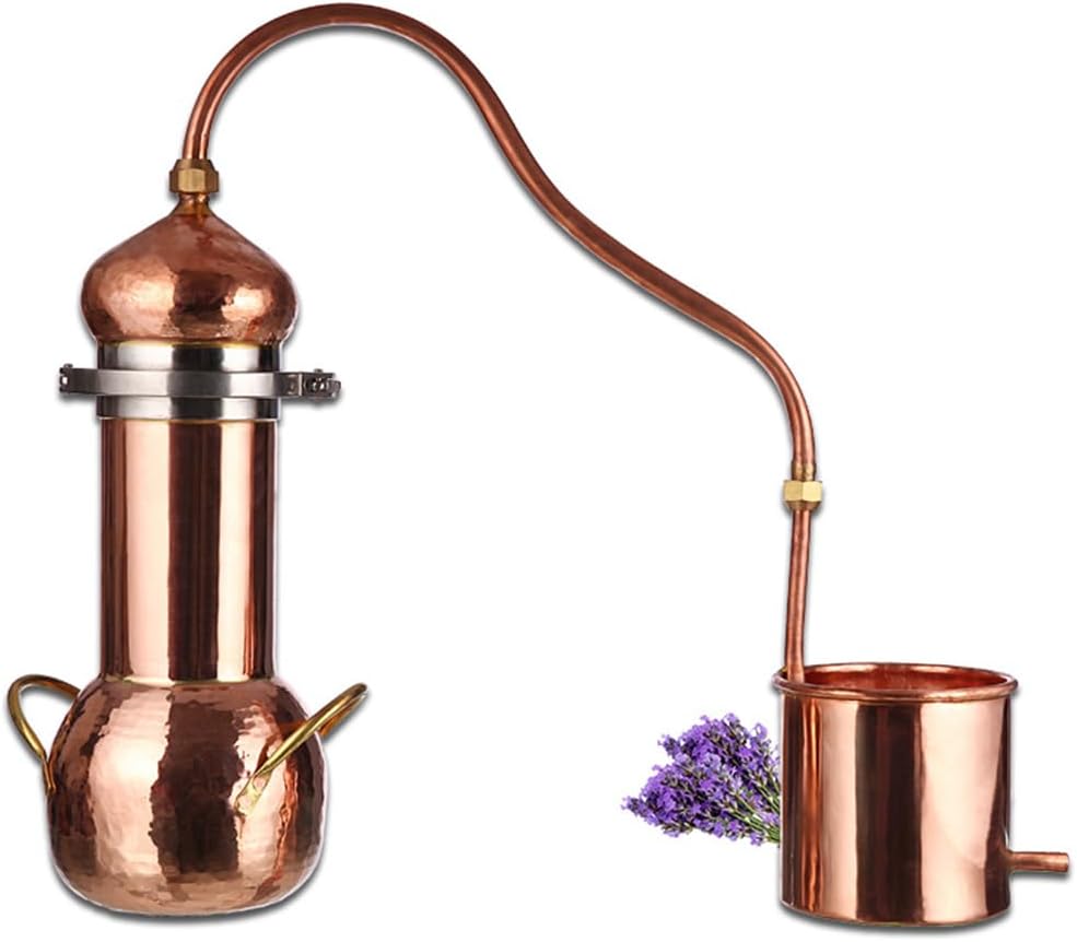 Copper Moonshine Still, Pure Copper Home Brew Alembic Still, with Cooling Tube DIY Kit, for Whiskey, Moonshine Essential Oils, Distilled Hydrosol