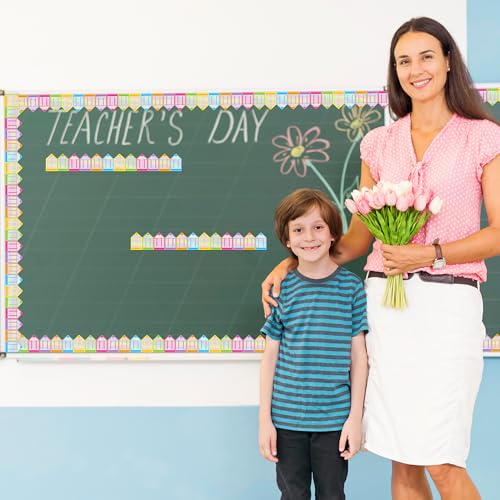 Image of BeYumi Crayon Holographic Border Trim - 65ft Back to School Colorful Crayons Holographic Straight Rolled Border Trim Iridescent Crayon Bulletin Board Set Classroom Office Chalkboard Door Party Decor