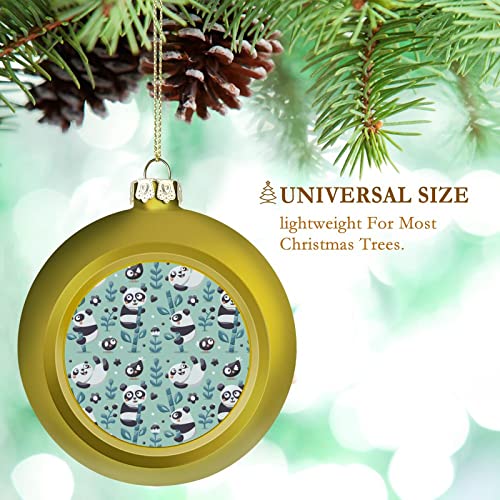 Panda Play With Bamboo Christmas Ball Xmas Pendant Shatterproof Hanging Ornament For Christmas Tree Window Door Decor 4Pcs #TOP2
