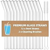 Antner 12 Pack Reusable Glass Straw, 8.5' x 10MM...