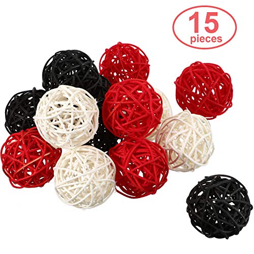 Yaomiao 15 Pieces Wicker Rattan Balls Decorative Orbs Vase Fillers For Craft thumb #1