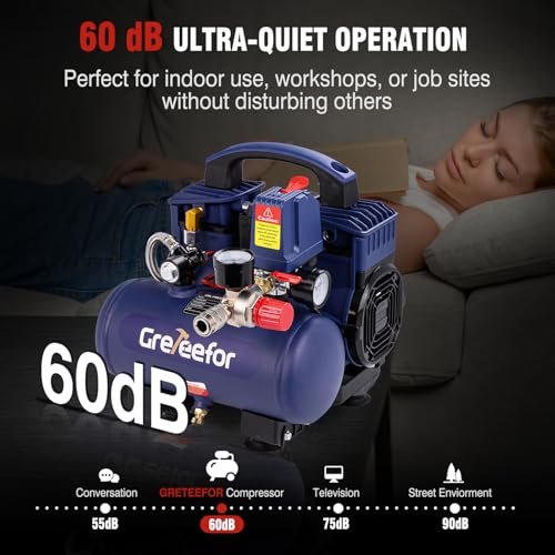Greteefor 1 Gallon Ultra Quiet Air Compressor