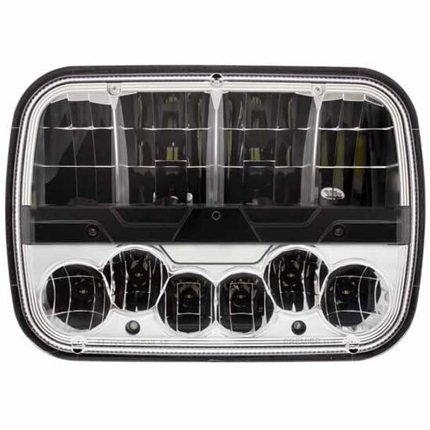 Technical Precision Replacement for International 9670 CABOVER Year 1981 5 X 7 INCH HIGH Power LED Headlight with Poly Lens HOUSING 600 Lumen Low Beam 1100 Lumen HIGH Beam