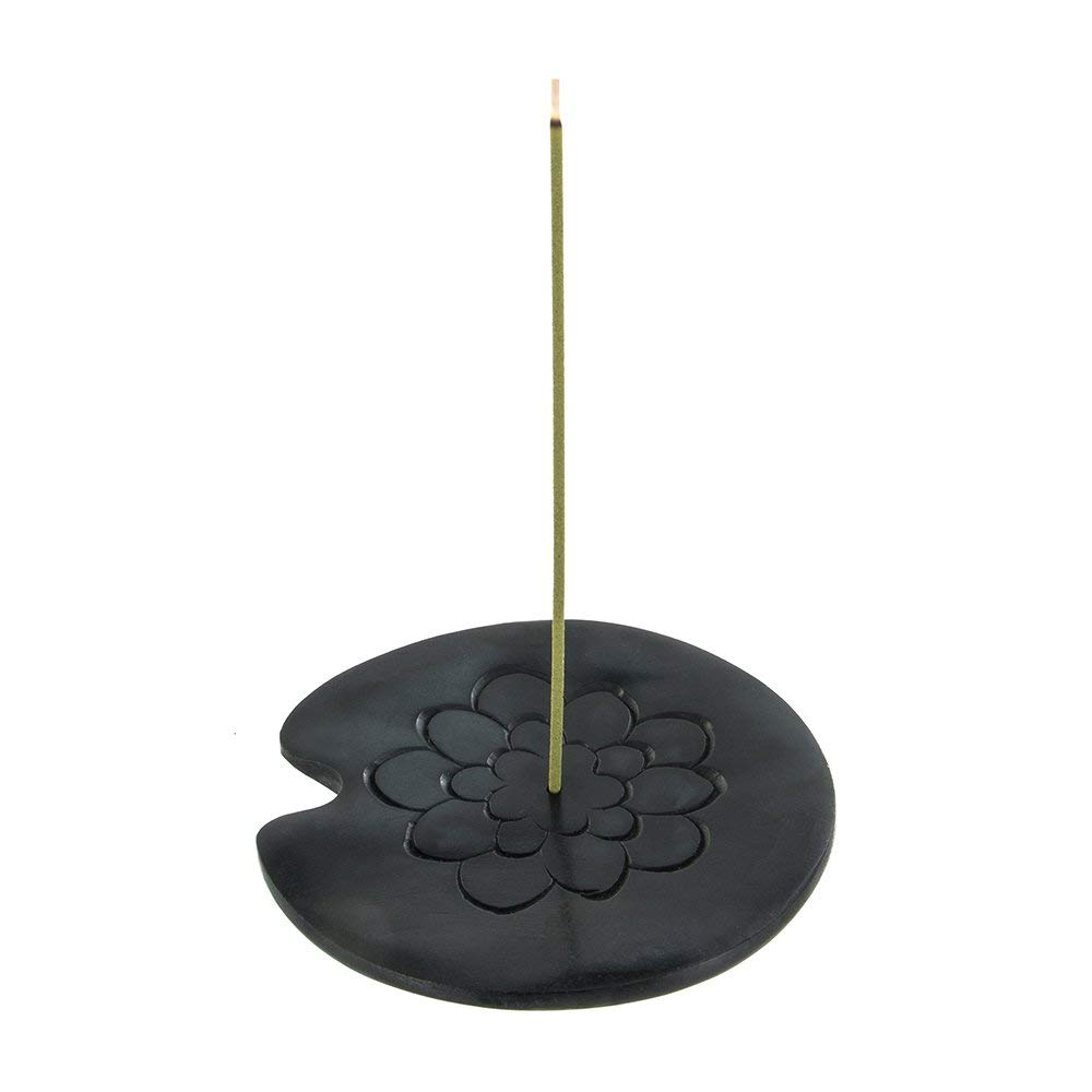 AromandiseLotus Incense, Stone, Black, 1.7 x 11 x 11 cm