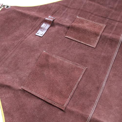 NBLEAGLO Aventais de solda de couro para homens com bolsos de ferramentas, avental resistente ao cal