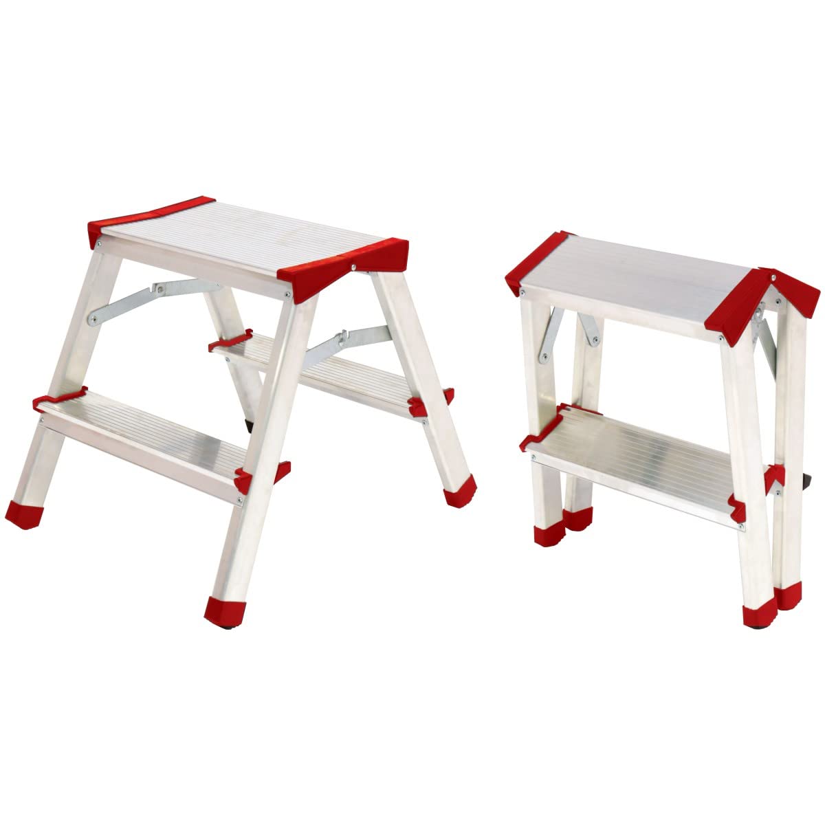 Escabeau Marche-Pied Aluminium 2 marches Portée Max 125 kg Pliable Pieds Anti-dérapants BRIXO