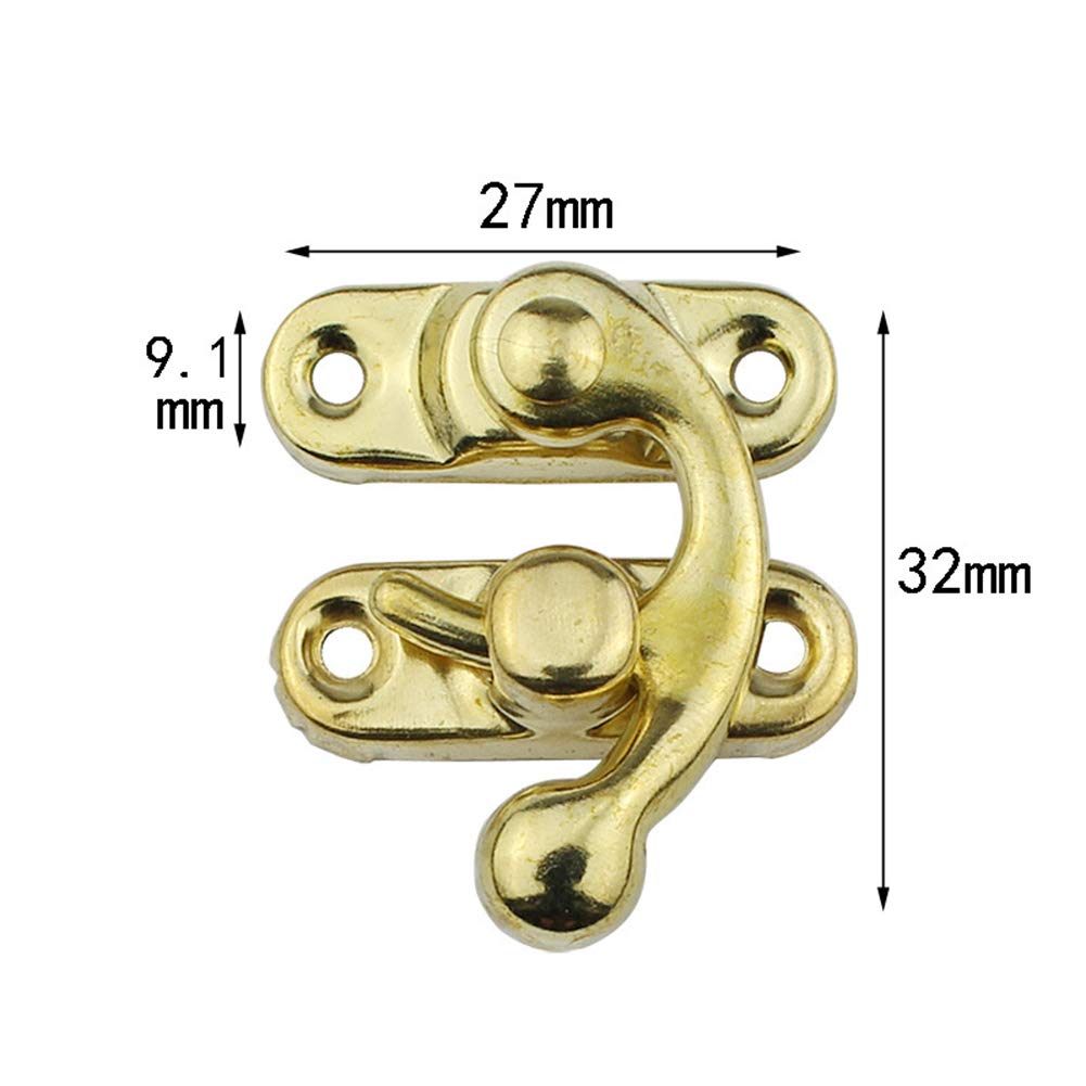 10 stks 48 * 35mm mini-sieraden borst cadeau wijn houten doos toggle grendel koffer hak haak slot meubels hardware antiek zilver/goud DUO ER ( Kleur : B