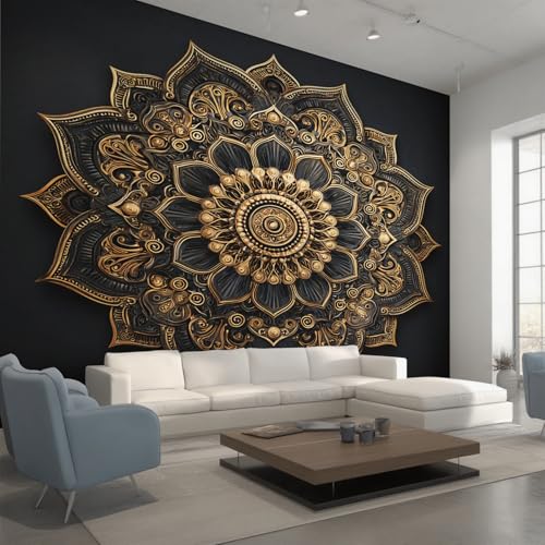 Papier peint panoramique intissé fleur mandala géant