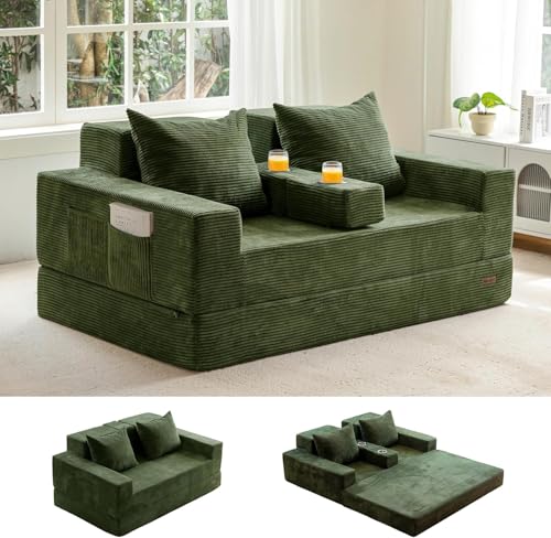 MAXYOYO Sofa Bed, 64-Inch Boneless Loveseat with 2 Cup Holders by MAXYOYO - Used condition - CA$314.63