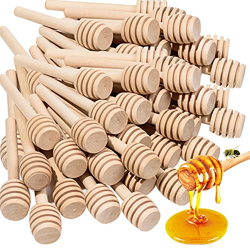 30 Pcs Mini Honey Dipper - 3 inch Honeycomb Sticks, Premium Wood Honey Dippers, Honey Server Sticks for Honey Jar Dispense Drizzle Honey and Wedding Baby Shower Party Gift