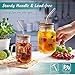 DRASTAR Iced Coffee Cup, 16 oz Mason Jar Cups with Handle, Small Glass Coffee Mugs with Straws and Acacia Lids, Drinking Glass Cups Set of 2, Smoothie, Overnight Oats Containers