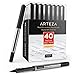 Arteza Bolígrafos de tinta de gel | Paquete de 40 | Color negro | Punta fina de 0,5 mm | Bolígrafos de gel para escritura, tomar notas, diarios personales y dibujo