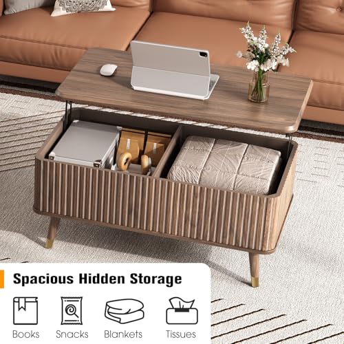 Image of JOINICE 38 inch Lift Top Coffee Table with Storage for Living Room,Walnut