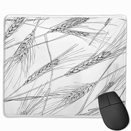 Preisvergleich Produktbild Niedliches Gaming-Mauspad, Schreibtisch-Mauspad, kleines Mauspad für Laptop-Computer, Mausmatte Weizenähre Schwarzweiss-skizzierte Landwirtschaft Bio-Getreideprodukte