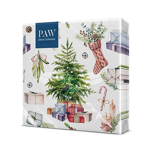 PAW - Servietten 3-lagig (33 x 33 cm) I 20 Stück I Papierservietten...