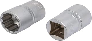 New Lon0167 1/2-inch Square Drive 16mm 12-Point Shallow Impact Socket Silver Tone 2pcs(1/2-Zoll-Square-Laufwerk 16mm, 12-Punkt, flache Schlagbuchse, silberner Ton 2St