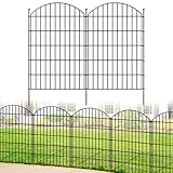 FOREHOGAR Metal Garden Fence 42in (H) x 23.3ft (L), 10 Panels + 11 Stakes Dog Fence Border Fence Animal Barrier, No Dig Garden Fencing for Yard Flower Bed Lawn Patio Outdoor, CTW4210 Black