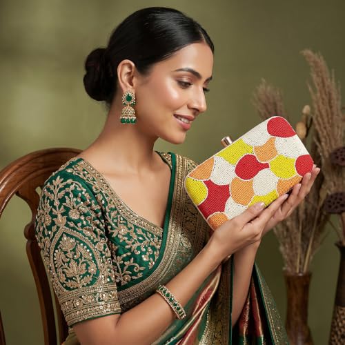Image of LONGING TO BUY Hand Crafted Designer Box Clutch - Zari Embroidery For Women