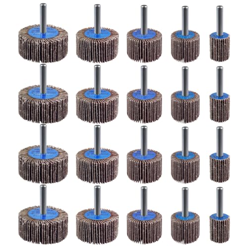 Image of Flap Wheel 20pcs 1 /4 inch（6.35mm Shank Aluminum Oxide Discs for Grinder | 60 /80 /120 /240 Grit Abrasive Flap Discs for Rotary Tools, Ideal for Metal Grinding, Rust Removal, Polishing & Woodworking