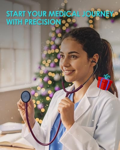 Image of Single Head Stethoscope for Nurses /Nursing School Students /Doctors | Burgundy Tube Essential Estetoscopio for Medical BP Monitoring & Home Use, with Accessories Name Tag & without EVA Case