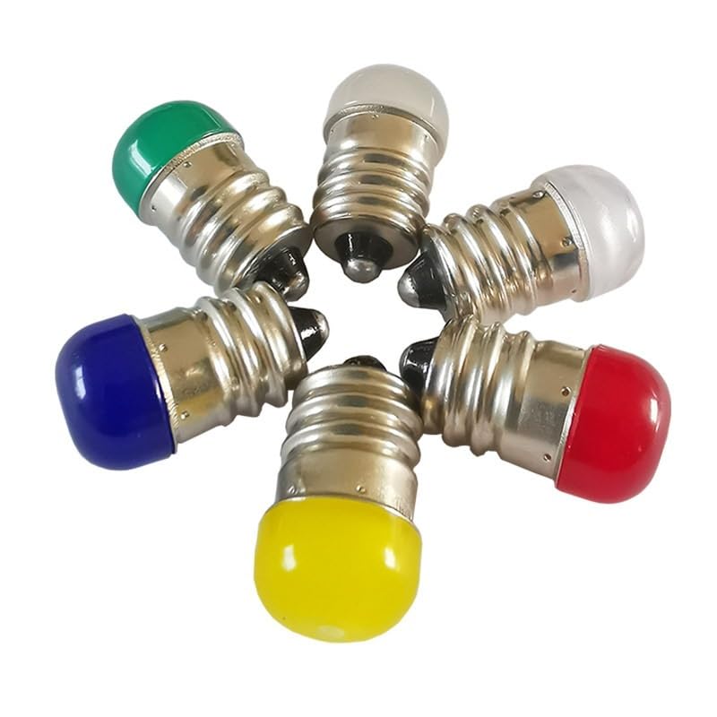 HHF Home Lighting, Lot de 50 Ampoules LED colorées ELD DC 3/6/12/24/36 V 0,5 W E10/E12, Lampe Torche à LED(Bianco,E12 24V)