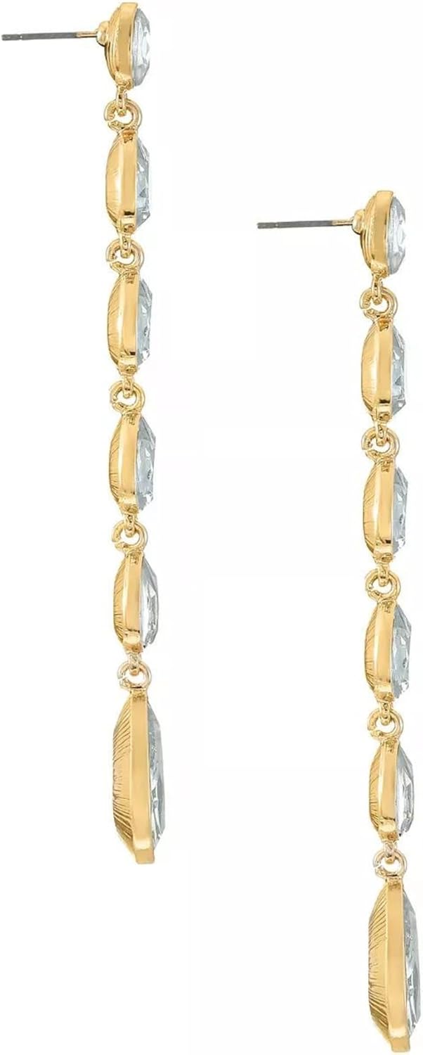 Ettika Gold Earrings. Drop Earrings for Women, Clear Crystals. Crystalized Drop 18k Gold Plated Earrings. Jewelry, Birthday Gifts For Women