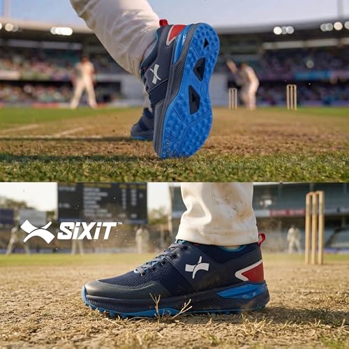 Image of Rise V2 Cricket Shoes for Men, Lightweight Breathable Mesh, Rubber Studded Outsole and TPU Heel Support