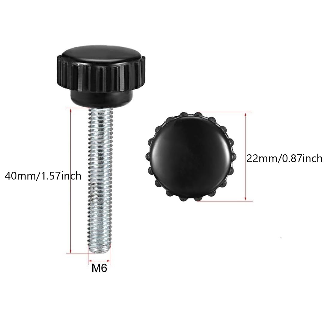 Boxonly Knurled Thumb Screw for Saw Drill Press Lathe and Routing Jigs Packaging Machinery Printing Equipment Clamping Knobs Grip Threaded Hand Bolt Knobs M6 x 40mm 6pcs - Image 2