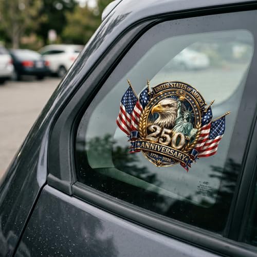 Image of 2-Piece Liberty Eagle Seal Patriotic Car Decal | 5.9-inch waterproof car window decal for vehicles, trucks and laptops