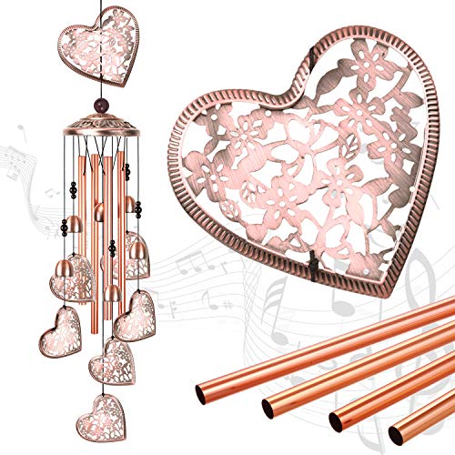 Outdoor Heart Wind Chimes Decor, Mobile Heart Wind Bell, Wind Chime With 7 Hearts For Home, Indoor, Yard, Patio, Festival Garden Decoration, Heart Decor, Valentines, Christmas Wind Chimes Gift For Mom #TOP4