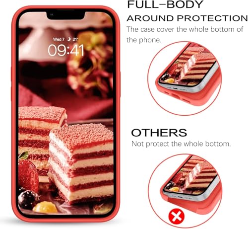 Image of DIZORO Microfiber Candy Case Compatible for iPhone 14 / iPhone 13 6.1 inches Shockproof Slim Back Cover Liquid Silicone Case - Coral