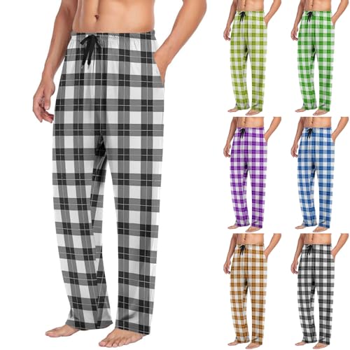 Men's Breathable Flannel Pajama Pants Available In Big & Tall Plaid Lounge Sleepwearts With Pockets Soft Clothes
