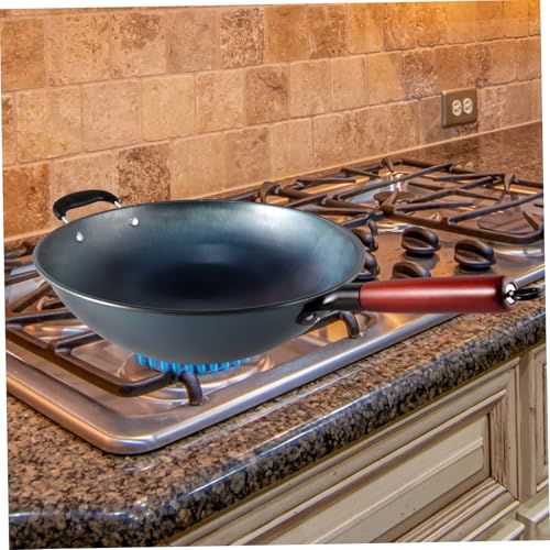 Wok de hierro antiadherente con mango de madera miniatura 5