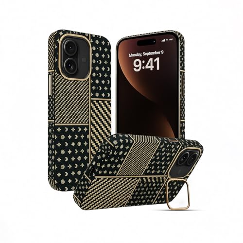 Image of AIBEX Aramid Fiber Mag-Saf Case Compatible for iPhone 16 | Slim Protective Back Cover with Built-in Magnets | Wireless Charging Support | Camera Ring Stand | Shockproof with Air Guard Corners