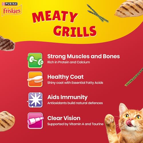 Image of PURINA, Friskies Meaty Grills Adult Dry Cat Food, 400 g, Contains Chicken, Turkey, Lamb and Vegetables Flavours