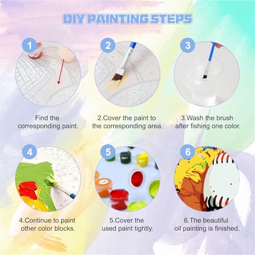 bleihum 4 Pack Paint by Numbers Kit for Kids with Frame Wooden Easel 8x8In by bleihum - Used condition - Image 7