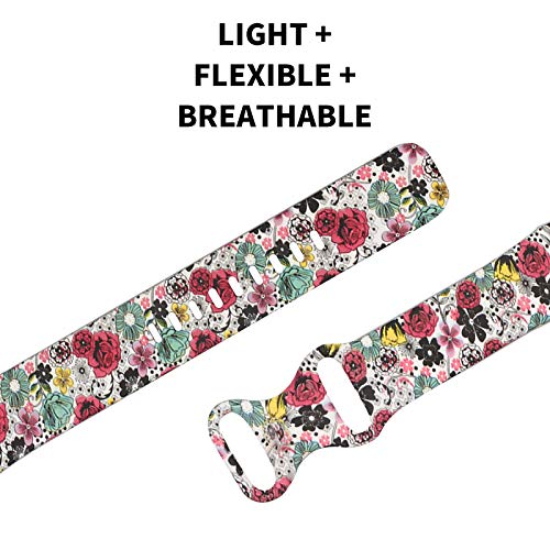 FunBand Compatible with Versa 3/ Versa 4/ Fitbit Sense Strap Bands,Floral Pattern Printed Soft Silicone Fitness Sports Replacement Wrist Strap Bracelet for Versa 3/ Versa 4/ Fitbit Sense Smart Watch - Image 4