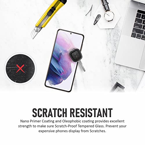 Image of SupCares Tempered Glass for Samsung Galaxy S21 Plus (6.7 Inch) With Installation Kit | Military-Grade Gorilla Screen Protector | Edge to Edge Coverage | Black