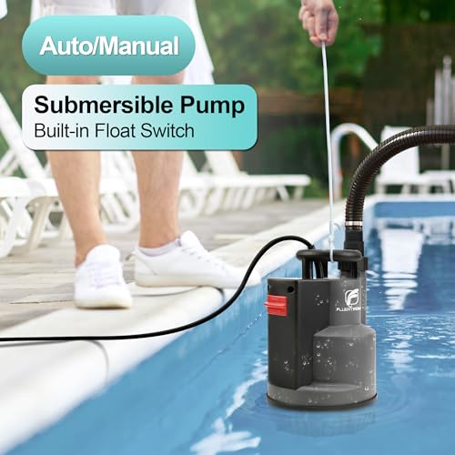 Image of FLUENTPOWER 1 /2 HP Submersible Sump Pump 2500 GPH, Automatic /Manual Utility Water Pump with Integrated Float Switch, 16.4 ft Cord for Pool Pond Basement Flood Draining