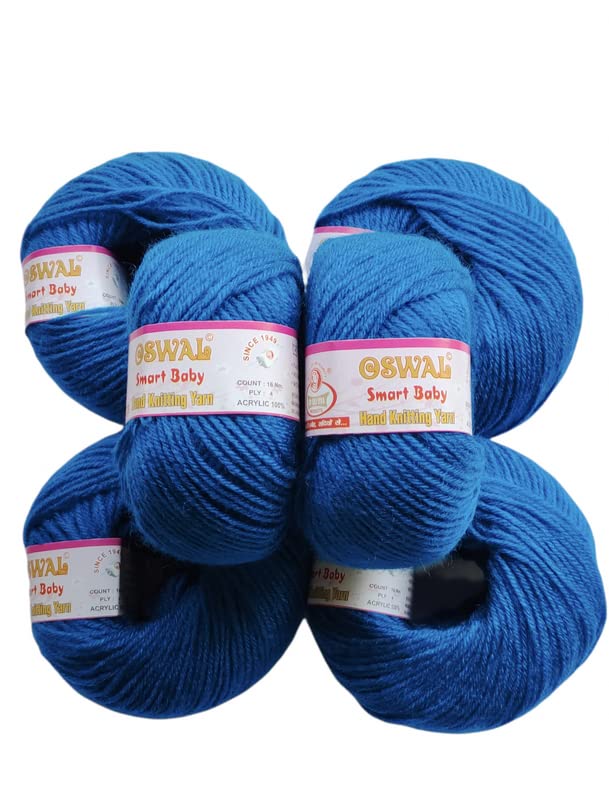 Oswal Smart Baby Soft 100% Acrylic Wool (8 PC) 4 ply Wool Ball Hand Knitting Wool/Art Craft Soft Fingering Crochet Hook Yarn, Needle Knitting Yarn Thread Dyed Shade no-38