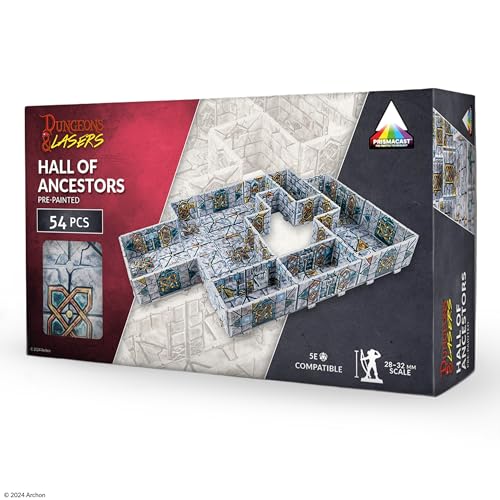 Dungeons & Lasers Prepainted Terrain Sets for DND and Tabletop RPG Games - 5E Compatible with 28mm-32mm Scale Miniatures - Modular Design for Fast Assembly (Halls of Ancestors)